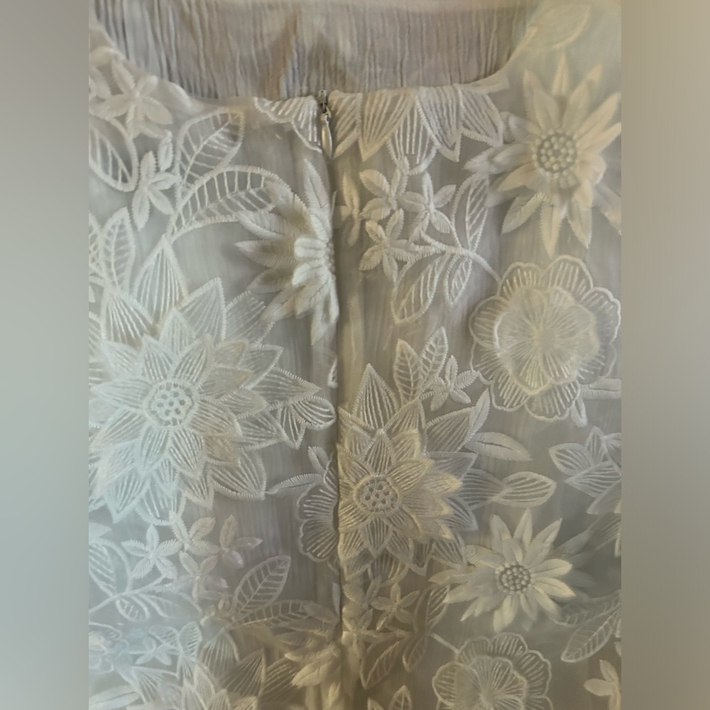 ZARA collection Elegant Floral Oyster White Lace Dress Large - Picture 8 of 8